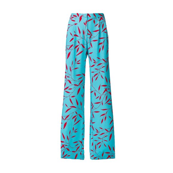 DVF DIANE VON FURSTENBERG WIDE LEAF PRINT PANTS TROUSERS SIZE 6 - Picture 2 of 10